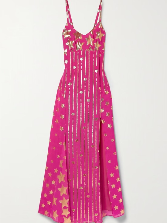 LoveShackFancy Dresses & Skirts - Love Shack Fancy Shine Strappy Maxi Dress Stars Very Berry